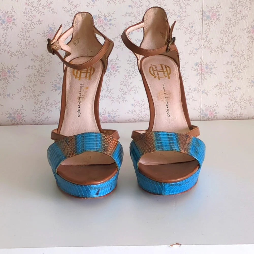 House of Harlow Nancie Blue Sandal Size 8 .5/38.5 - Picture 3 of 5